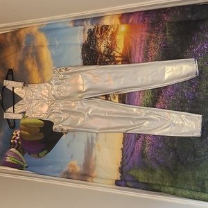 Club Exx from DollsKill, size medium, used once in 2018, holographic overalls